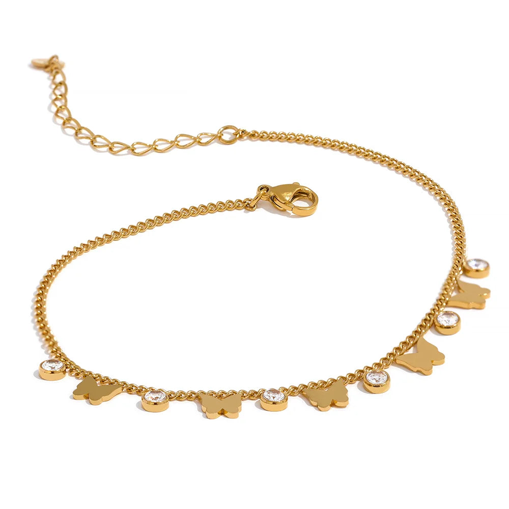 Pulseira tornozeleira Borboleta e gota